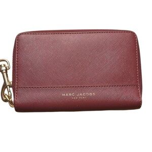 Marc Jacobs Leather Pomegranate Zip Wallet/ Keychain